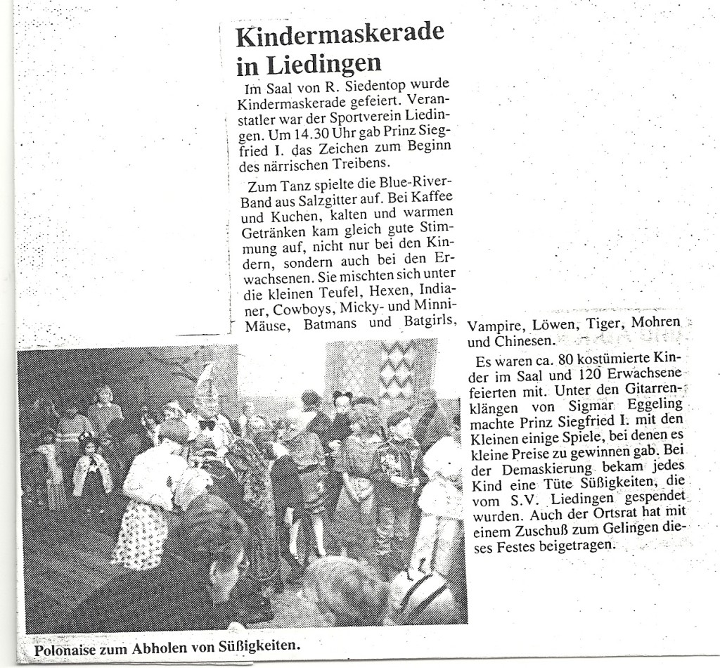 Kinderkarneval Liedingen.. 1993